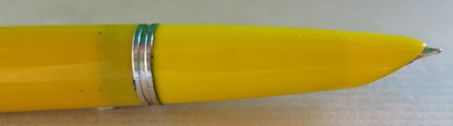 A KULLOCK / PARKER 51 WITH CAP & FILLING UNIT FROM PARKER AND AN OVER-SIZED MANDARIN YELLOW LUCITE BARREL, SHELL and Jewel/clip screw